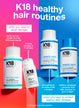 Image of K18 routine: K18 healthy hair routines, when you need to repair damage (detox shampoo + leave-in mask, when you need to protect against daily damage (pH shampoo + conditioner)